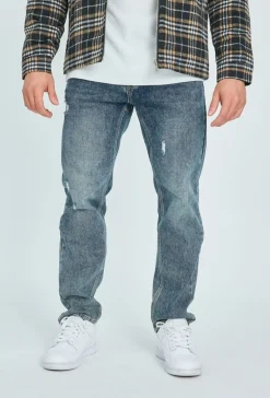 Jean regular fit effet déchiré et délavé