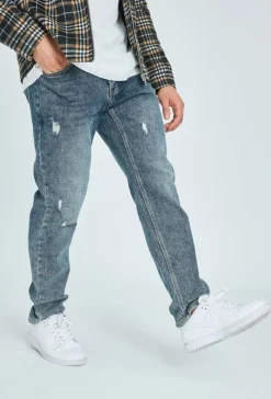 Jean regular fit effet déchiré et délavé