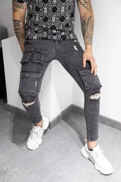 Jean skinny multipoches déchiré
