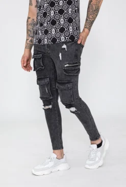 Jean skinny multipoches déchiré