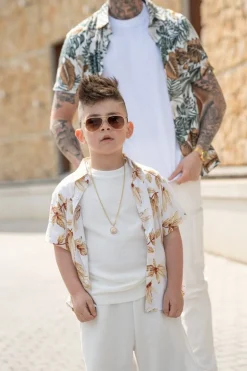 Kids enfant chemise manches courtes à imprimé fleuri