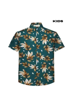 Kids enfant chemise manches courtes à imprimé fleuri