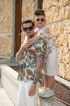 Kids enfant chemise manches courtes à imprimé fleuri