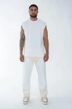 Pantalon bicolore à panneaux contrastants