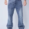 Pantalon bi-couleur en jean coupe large