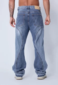 Pantalon bi-couleur en jean coupe large