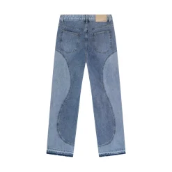 Pantalon bi-couleur en jean coupe large