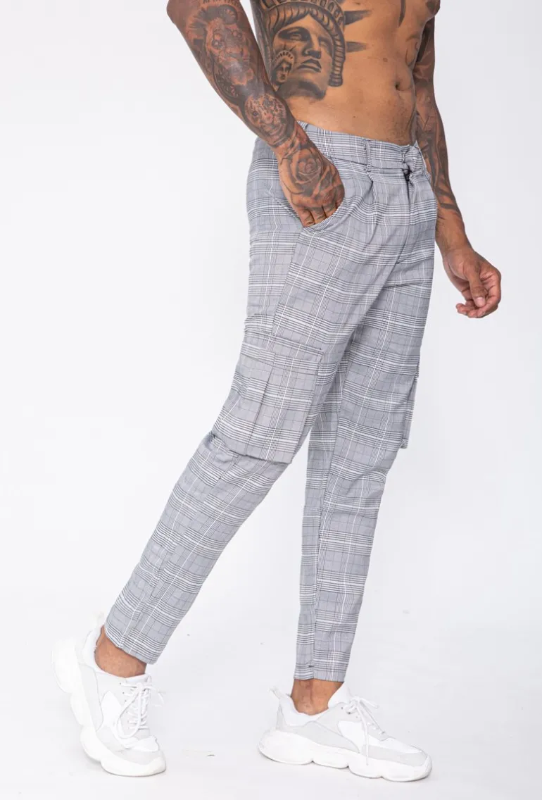Pantalon cargo à carreaux