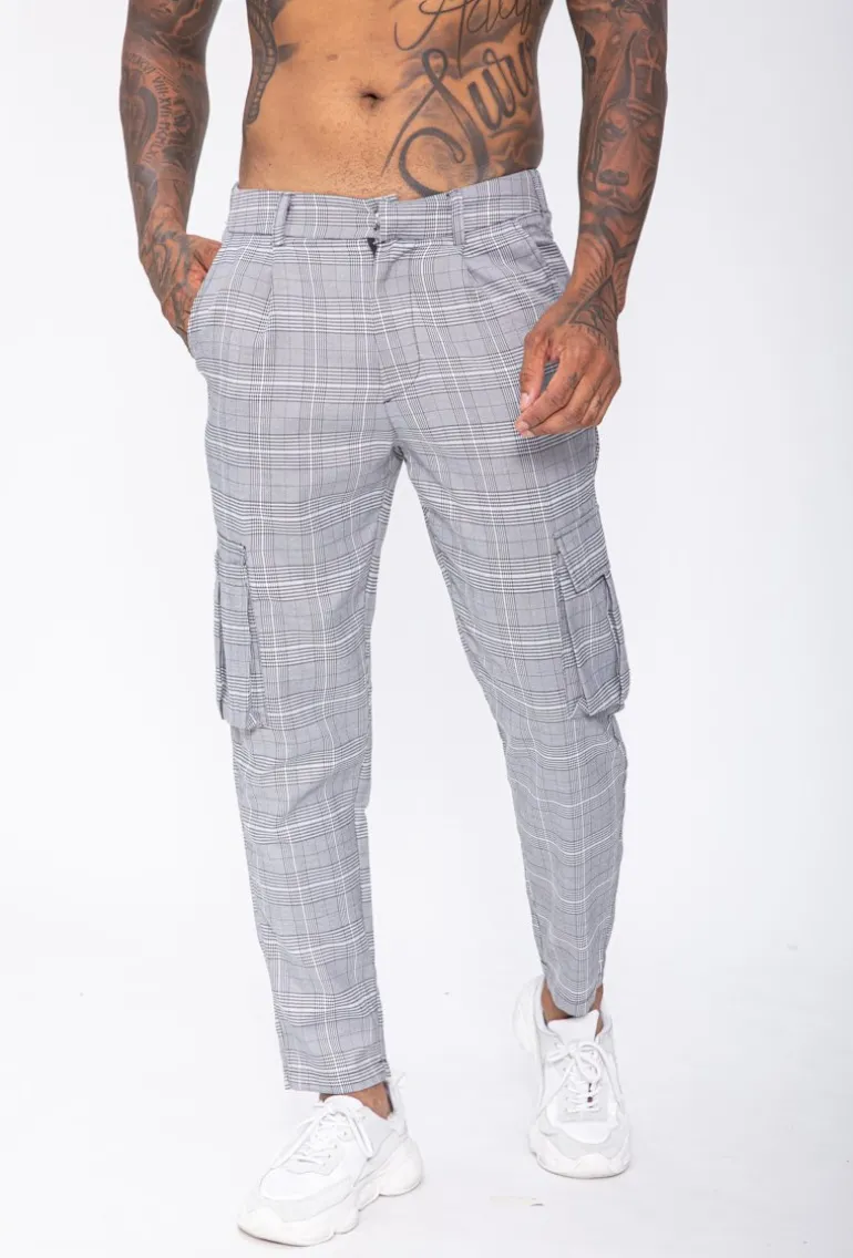 Pantalon cargo à carreaux