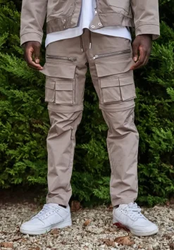 Pantalon cargo jogger multipoche à zip