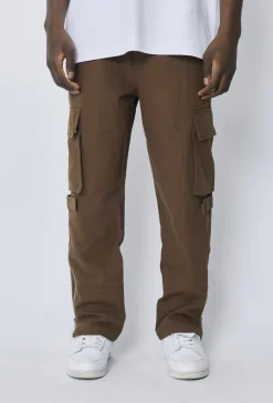 Pantalon cargo toile à fentes zippées