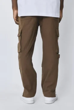 Pantalon cargo toile à fentes zippées