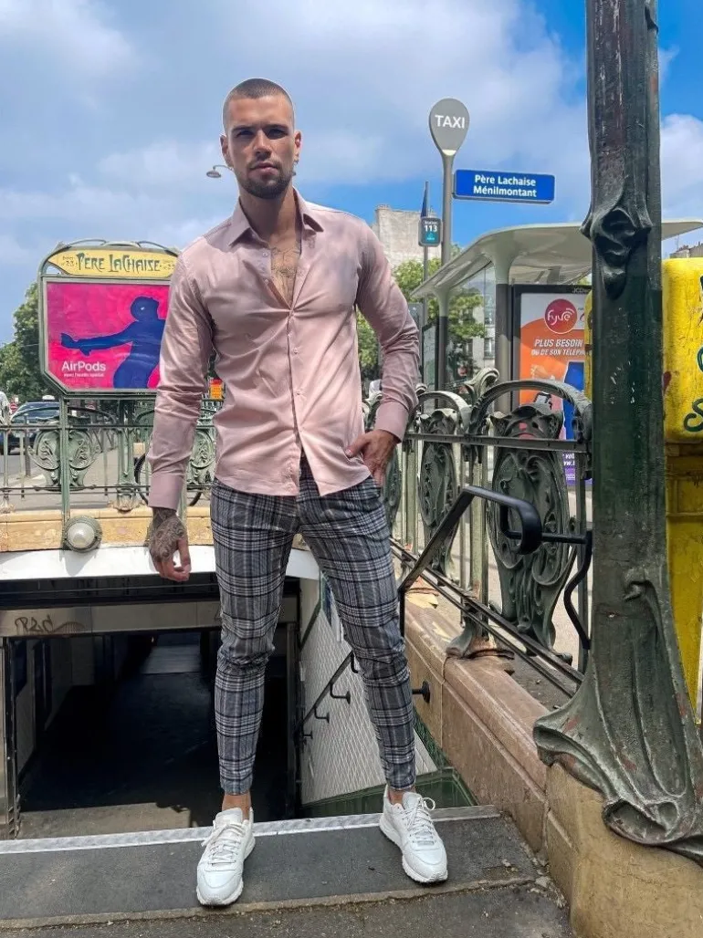Pantalon chino à carreaux