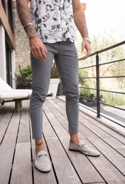 Pantalon chino classique chiné