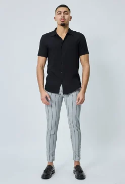 Pantalon classique à rayures stretch