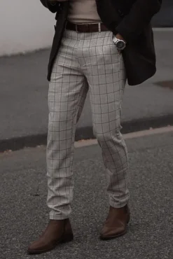Pantalon classique chino à carreaux