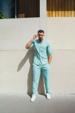 Pantalon décontractée effet lin