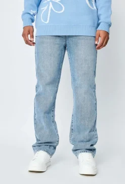 Pantalon en jean bi couleur coupe droite