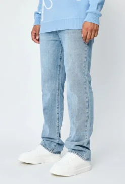 Pantalon en jean bi couleur coupe droite