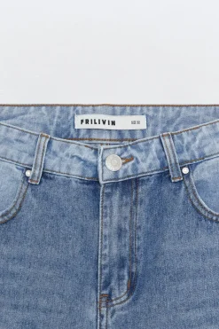 Pantalon en jean bi couleur coupe droite