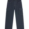 Pantalon en jean chiné coupe large