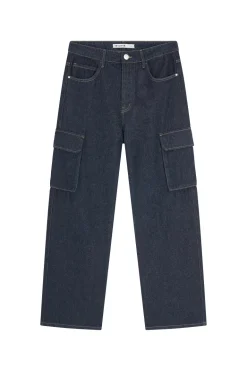 Pantalon en jean chiné coupe large