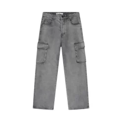 Pantalon en jean chiné coupe large