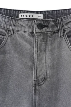 Pantalon en jean chiné coupe large
