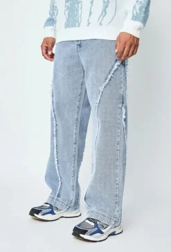 Pantalon en jean coupe large avec froufrou