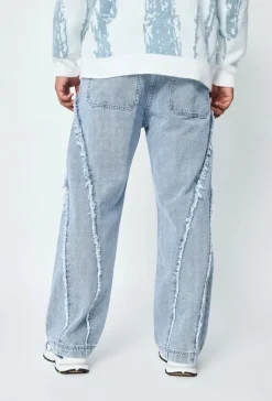 Pantalon en jean coupe large avec froufrou
