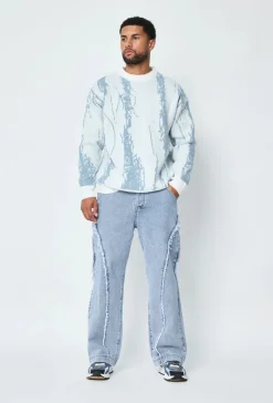 Pantalon en jean coupe large avec froufrou
