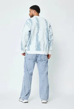 Pantalon en jean coupe large avec froufrou