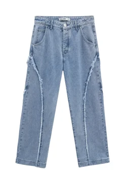 Pantalon en jean coupe large avec froufrou