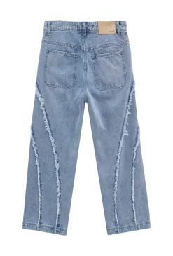 Pantalon en jean coupe large avec froufrou