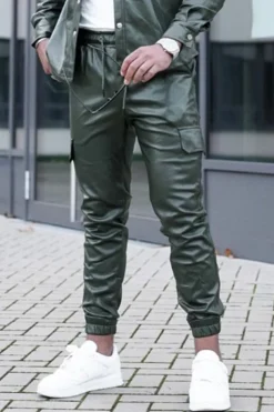 Pantalon jogger cargo similicuir