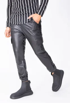 Pantalon jogger cargo similicuir