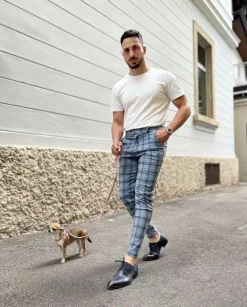 Pantalon tendance à carreaux