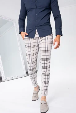 Pantalon ultra stretch à motif carreaux
