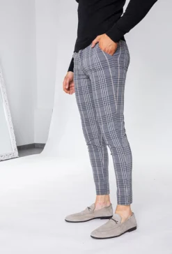 Pantalon ultra stretch à motif carreaux