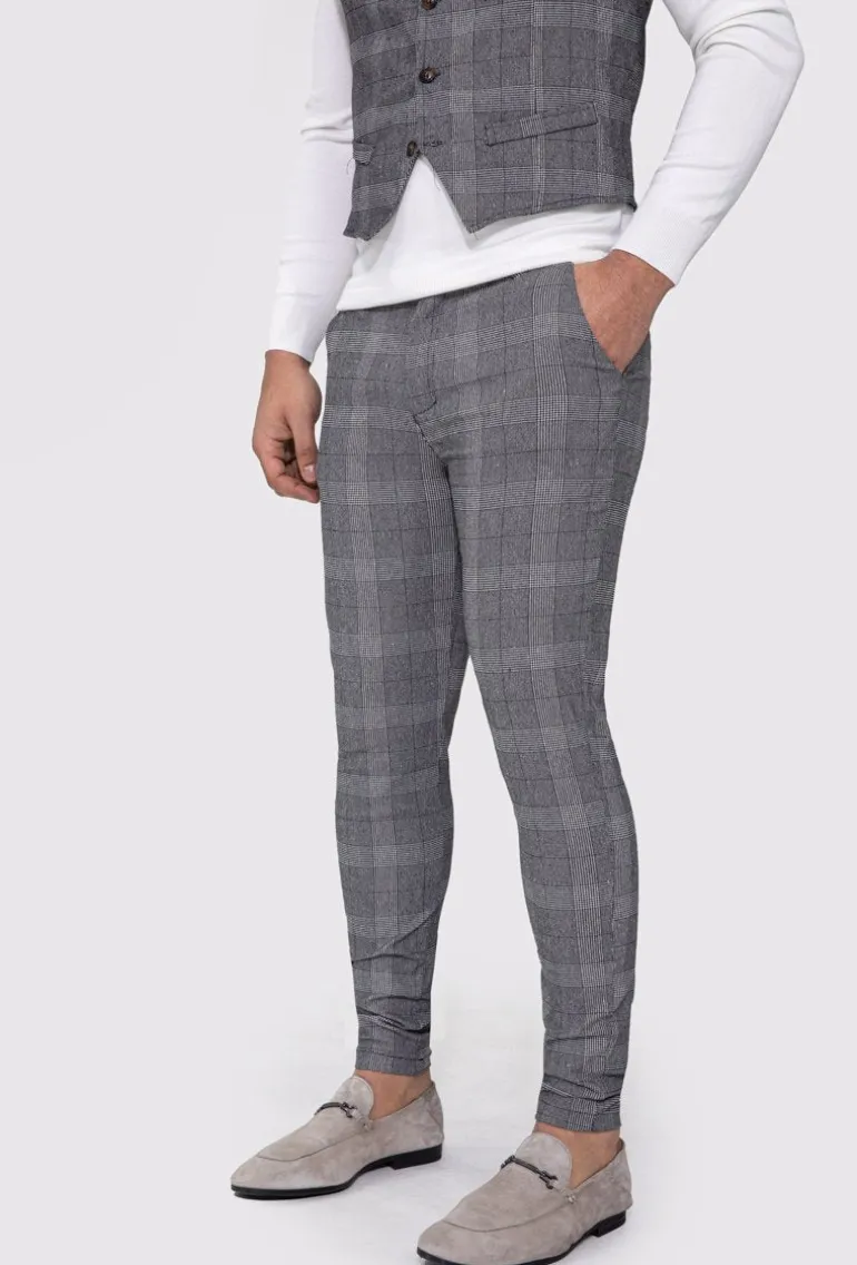 Pantalon ultra stretch à motif carreaux