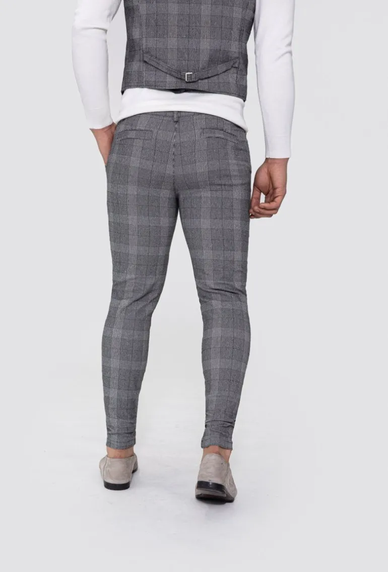 Pantalon ultra stretch à motif carreaux