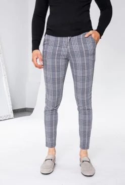 Pantalon ultra stretch à motif carreaux