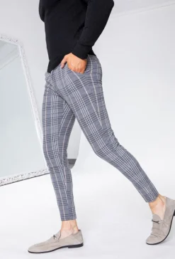 Pantalon ultra stretch à motif carreaux