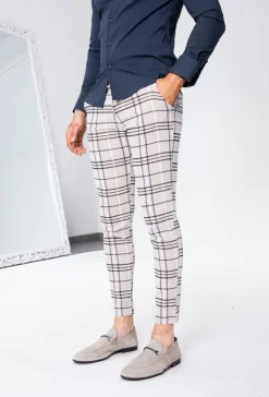 Pantalon ultra stretch à motif carreaux