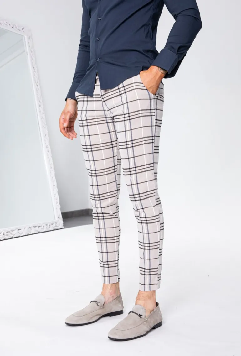 Pantalon ultra stretch à motif carreaux