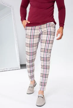 Pantalon ultra stretch à motif carreaux