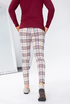 Pantalon ultra stretch à motif carreaux