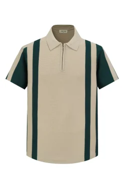 Polo à fermeture éclair et bandes contrastantes
