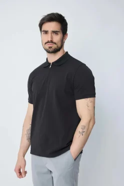Polo à manches courtes avec col zippé