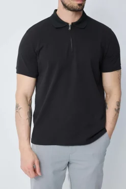 Polo à manches courtes avec col zippé